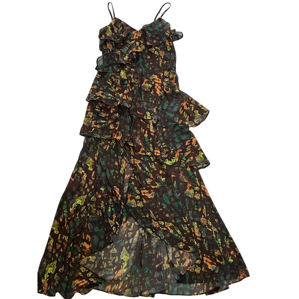 The Drop Women's Ruffle Tiered Maxi Dress Size M asymmetrical hem